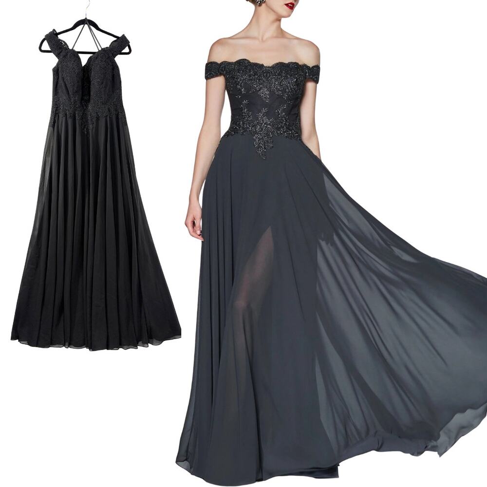 Cinderella Black Off-Shoulder Prom Gown